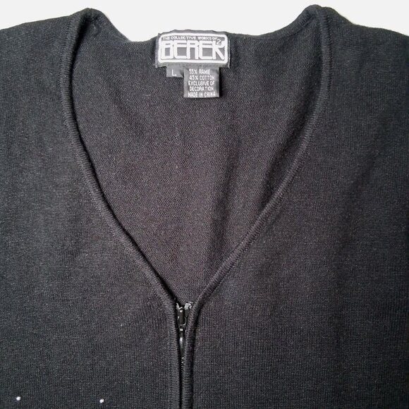 Berek Cardigan Sweater Women L Sequins Beaded Christmas Trees Pine Tree - Picture 8 of 12